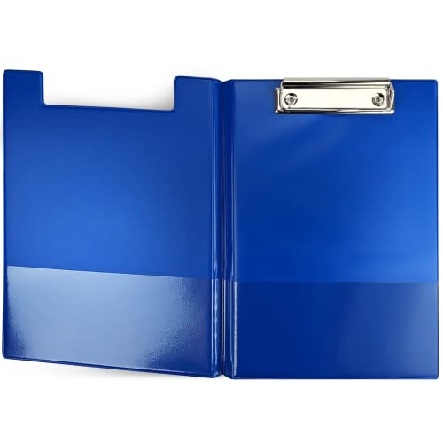 Netuno 1 Stück Klemmbrett-Mappe A5 mit Clip Blau mit Deckel Schreibbrett Metallklemme Hartplatte Kunststoff Schreibmappe Clipboard Dokumentenhalter von Netuno