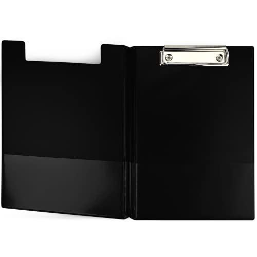 Netuno 1 Stück Klemmbrett-Mappe A5 mit Clip Schwarz Klemmbrett DIN A5 mit Deckel Schreibbrett mit Metallklemme Hartplatte Kunststoff Schreibmappe Schreibblock Clipboard DIN A5 Dokumentenhalter von Netuno