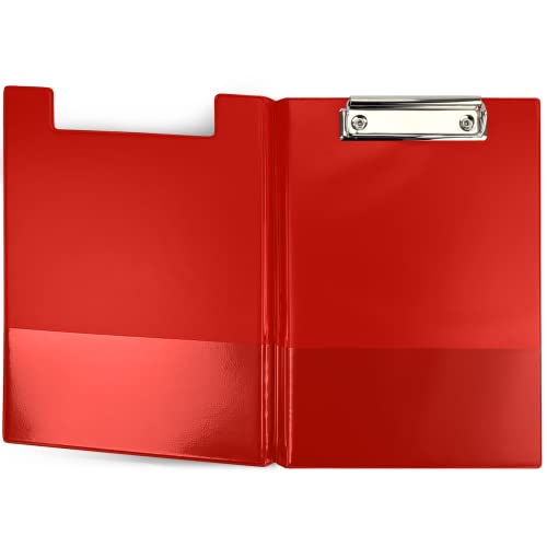 Netuno 1 Stück Klemmbrett-Mappe A5 mit Clip Rot Klemmbrett DIN A5 mit Deckel Schreibbrett mit Metallklemme Hartplatte Kunststoff Schreibmappe Schreibblock Clipboard DIN A5 Dokumentenhalter von Netuno