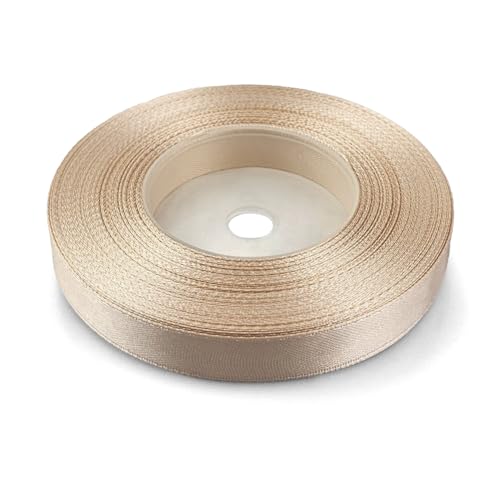 Netuno 1x Satinband Cappuccino 12 mm x 32 m Schleifenbänder bunt Geschenkbänder farbig Dekobänder Stoff Geschenk Schleife Satinrolle Polyester Soffbänder Schmuck Bänder farbig silk ribbon von Netuno