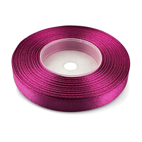 Netuno 1x Satinband Fuchsia 12 mm x 32 m rotes Geschenkband Hochzeit Deko Stoffband Schleifen farbig zum Verpacken Dekoration Geschenke Schleifenband bunt Schleifenbänder Satinbänder silk ribbon von Netuno