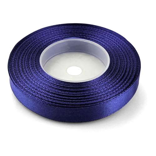 Netuno 1x Satinband Marineblau 12 mm x 32 m Schleifenbänder bunt Geschenkbänder farbig Dekobänder Stoff Geschenk Schleife Satinrolle Polyester Soffbänder Schmuck Bänder farbig silk ribbon von Netuno