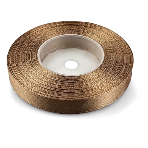 Netuno 1x Satinband Hellbraun 12 mm x 32 m Geschenkband Hochzeit Geburtstag Deko Stoffband Schleifen zum Verpacken Dekoration Geschenke Schleifenband bunt Schleifenbänder Satinbänder silk ribbon von Netuno