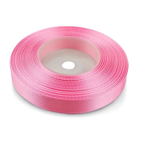 Netuno 1x Satinband Rosa 12 mm x 32 m Schleifenband bunt Geschenkband farbig Dekoband Stoffband Satinrolle Satinbänder rote Schleife Geschenk Verpacken Dekoration Satinband Rolle ribbon silk von Netuno