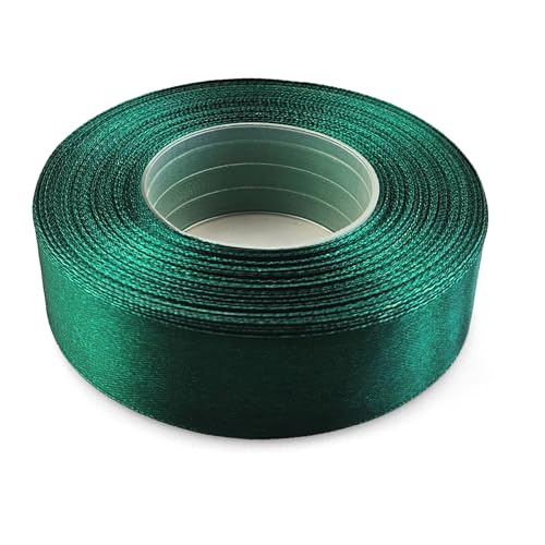 Netuno 1x Satinband Flaschengrün 25 mm x 32 m Schleifenbänder bunt Geschenkbänder farbig Dekobänder Stoff Geschenk Schleife Satinrolle Polyester Soffbänder Schmuck Bänder farbig silk ribbon von Netuno