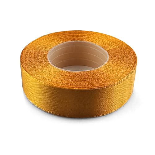 Netuno 1x Satinband Hellorange 25 mm x 32 m Schleifenband Geschenkband Dekoband Stoffband bunt Satinrolle farbig Bänder zum Basteln für Hochzeit Taufe Geburtstag Weihnachten Ostern Geschenk von Netuno