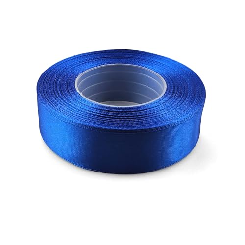 Netuno 1x Satinband Dunkelblau 25 mm x 32 m Schleifenbänder bunt Geschenkbänder farbig Dekobänder Stoff Geschenk Schleife Satinrolle Polyester Soffbänder Blautöne Bänder farbig von Netuno