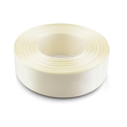 Netuno 1x Satinband Ecru 25 mm x 32 m Schleifenband Geschenkband Dekoband Stoffband bunt Satinrolle farbig Bänder elegant zum Basteln für Hochzeit Taufe Geburtstag Weihnachten Ostern Geschenk von Netuno