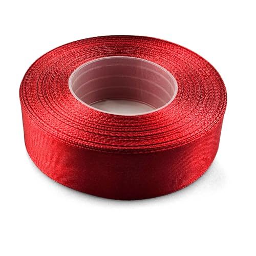 Netuno 1x Satinband Dunkelrot 25 mm x 32 m Schleifenband bunt Geschenkband farbig Dekoband Stoffband Satinrolle Satinbänder rote Schleife Geschenk Verpacken Dekoration Satinband Rolle red ribbon silk von Netuno