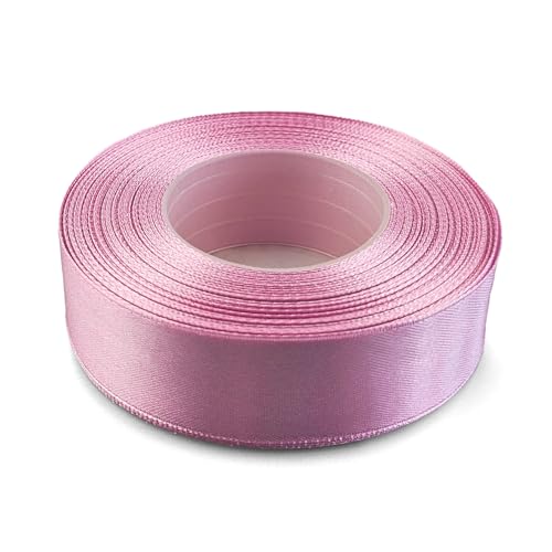 Netuno 1x Satinband Rosa-Lila 25 mm x 32 m rotes Geschenkband Hochzeit Deko Stoffband Schleifen farbig zum Verpacken Dekoration Geschenke Schleifenband bunt Schleifenbänder Satinbänder silk ribbon von Netuno