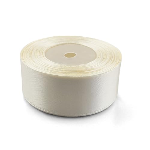 Netuno 1x Satinband Ecru 38 mm x 32 m Schleifenband Geschenkband Dekoband Stoffband bunt Satinrolle farbig Bänder elegant zum Basteln für Hochzeit Taufe Geburtstag Weihnachten Ostern Geschenk von Netuno