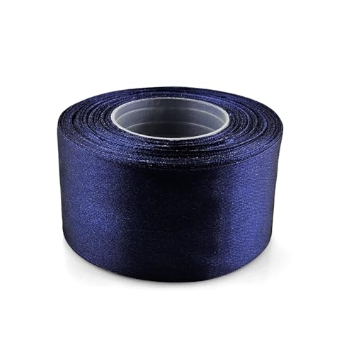 Netuno 1x Satinband Nachtsblau 50 mm x 32 m Schleifenbänder bunt Geschenkbänder farbig Dekobänder Stoff Geschenk Schleife Satinrolle Polyester Soffbänder Schmuck Bänder farbig silk ribbon von Netuno