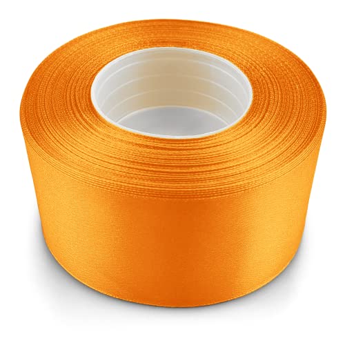 Netuno 1 x Satinband 50mm x 32m Farbe orange Schleifenband Geschenkband Dekoband Stoffband Satinrolle zum Basteln für Hochzeit Geschenk Dekoration Verpacken von Netuno