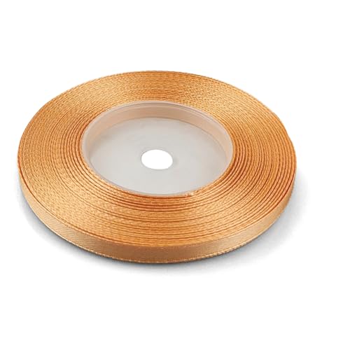 Netuno 1x Satinband Apricot 6 mm x 32 m Schleifenband Geschenkband Dekoband Stoffband bunt Satinrolle farbig Bänder zum Dekorieren für Hochzeit Taufe Geburtstag Weihnachten Ostern Geschenk von Netuno