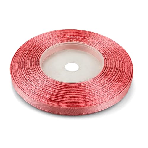 Netuno 1x Satinband Dunkelkoralle 6 mm x 32 m rotes Geschenkband Hochzeit Deko Stoffband Schleifen farbig zum Verpacken Dekoration Geschenke Schleifenband bunt Schleifenbänder Satinbänder silk von Netuno