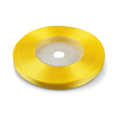 Netuno 1x Satinband Gelb 6 mm x 32 m Schleifenband Geschenkband farbig Dekoband gelbes Stoffband Satinrolle Satinbänder gelbe Schleife Geschenk Verpacken Satinband Rolle yellow ribbon silk von Netuno