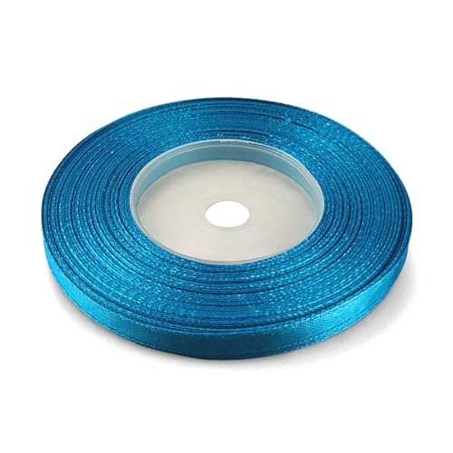 Netuno 1x Satinband Türkisblau 6 mm x 32 m Schleifenbänder Türkis Geschenkbänder farbig Dekobänder Stoff Geschenk Schleife Satinrolle Polyester Soffbänder Schmuck Bänder farbig silk ribbon von Netuno