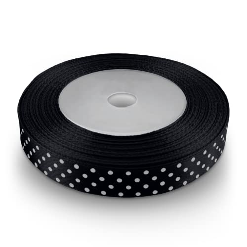 Netuno 1 x Satinband schwarz gepunktet 12 mm x 22 m Schleifenband mit Punkten Geschenkband Dekoband Stoffband Satinrolle für Hochzeit Kommunion Taufe Geschenke Verpacken Blumen Dekoration Basteln Netuno 1 x Satinband schwarz gepunktet 12 mm x 22 m Schleifenband mit Punkten Geschenkband Dekoband Stoffband Satinrolle für Hochzeit Kommunion Taufe Geschenke Verpacken Blumen Dekoration Basteln von Netuno