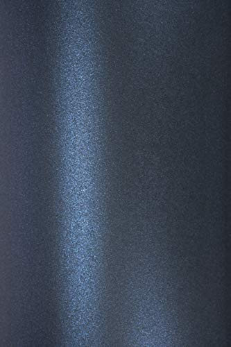 Netuno 10x Perlmutt-Dunkel-Blau Perlglanz-Karton DIN A5 210 x 148 mm 250g Majestic Kings Blue Feinkarton Effektkarton Bastelkarton metallic für Geburtstagskarten Einladungen Hochzeitskarten von Netuno