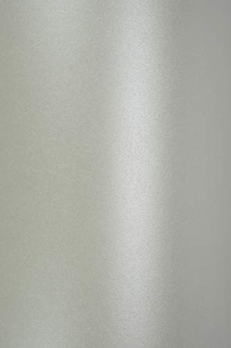 Netuno 10x Perlmutt-Silber Glanz-Papier DIN A5 210 x 148 mm 120g Majestic Moonlight Silver Bastelpapier Silber bedruckbar Feinpapier schimmernd metallic Perlmuttglanz zum Basteln silver paper von Netuno
