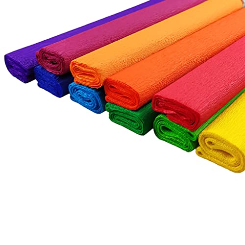 Netuno 10 Rollen Krepp-Papier farbig sortiert 200 x 50 cm 10 verschiedene Farben Bastelpapier Krepppapier bunt gemischt Bastelkrepp farbig deko Krepp Rollen bunt zum Basteln Dekorieren crepe paper von Netuno