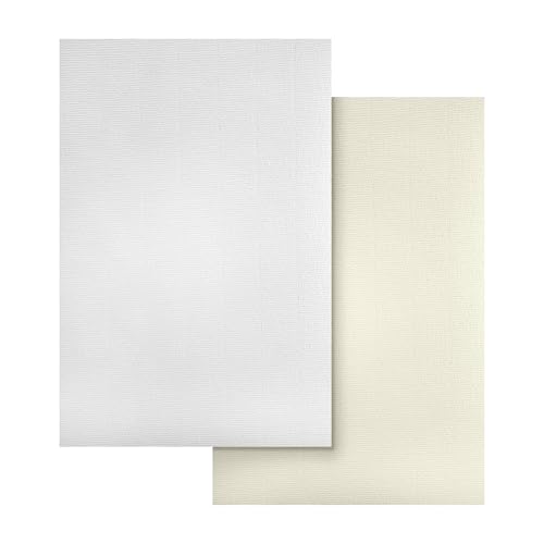 Netuno 100 Blatt Bastelpapier gerippt DIN A4 120g Aster Laid (50x Weiß & 50x Elfenbein) elegantes Papier mit Wasserzeichen Designpapier Briefpapier Urkundenpapier Effektpapier mit feiner Rippung von Netuno