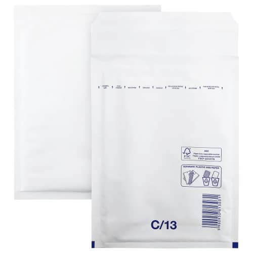 Netuno 100 Stück Luftpolster Versandtasche Weiß C/13 (170x 225 mm) Luftpolstertasche Luftpolsterumschlag Polsterumschlag Briefumschlag gepolstert Recycling reißfest Versandtasche mit Luftfolie von Netuno