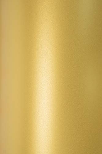 Netuno 100x Bastel-Karton Perlmutt-Gold DIN A4 210x 297 mm 300g Sirio Pearl Aurum Perlglanz-Karton Gold glänzend doppelseitig schimmernd Metallic-Effekt Glanz-Karton Perlmutt-Karton zum Basteln von Netuno