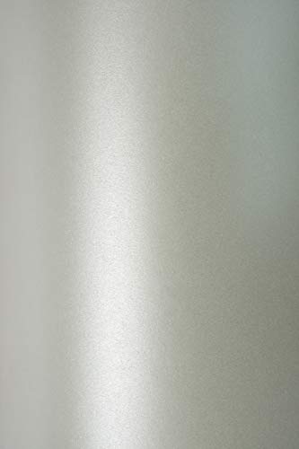 Netuno 100x Bastel-Karton Perlmutt-Silber DIN A4 210x 297 mm 230g Sirio Pearl Platinum Feinkarton mit Perlglanz schimmernd Silber Karton für Einladungs-Karten Hochzeits-Karten Basteln Dekorieren von Netuno