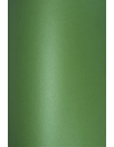 Netuno 100x Bastelkarton Weihnachts-Grün DIN A4 210x 297 mm 280g Aster Metallic Christmas Green Perlmuttkarton Grüntöne Effektkarton glänzend für Weihnachten Hochzeit Osterkarten von Netuno