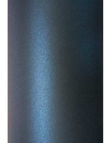 Netuno 100x Bastelpapier Perlmutt Dunkelblau DIN A4 21 x 29,7 cm 120g Aster Metallic Dark Blue Feinpapier glänzend Perlmuttglanz-Papier Metallic Effekt Basteln Kartengestaltung farbiges Glanzpapier von Netuno