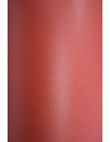 Netuno 100x Bastelpapier Perlmutt-Rot DIN A4 210x 297 mm 120g Aster Metallic Ruby Perlglanz-Papier Rot Metallic-Effekt Perlmutt Papier bedruckbar für Hochzeit Geburtstag Weihnachten Einladungen von Netuno