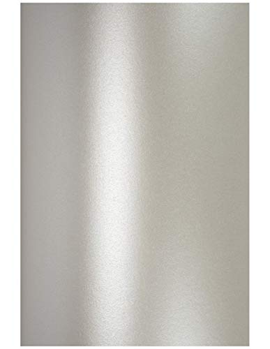 Netuno 100x Bastelpapier Perlmutt Silber DIN A4 21 x 29,7 cm 120g Aster Metallic Silver Perlglanz Effekt-Papier farbig metallic glänzend bedruckbar für Einladungen Karten Origami Scrapbooking von Netuno