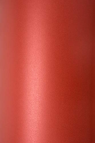 Netuno 100x Feinkarton Perlmutt- Rot DIN A4 210x 297 mm 300g Sirio Pearl Red Fever Glanz Karton doppelseitig schimmernd Perlglanz Metallic-Effekt Perlmuttglanz-Karton edel von Netuno