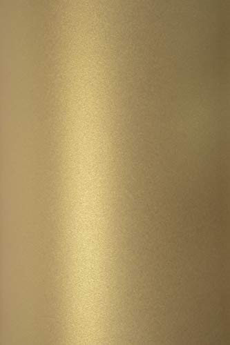 Netuno 100x Feinpapier Perlmutt-Hell-Gold DIN A4 210x 297 mm 125g Sirio Pearl Gold Bastelpapier irisierend hochwertig mit Metallic-Effekt für Inkjet und Laser Drucker Hochzeits-Einladungen von Netuno