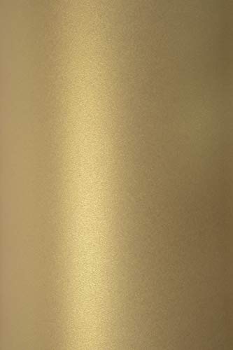 Netuno 100x Feinpapier Perlmutt-Hell-Gold DIN A5 148x 210 mm 125g Sirio Pearl Gold Bastelpapier irisierend hochwertig mit Metallic-Effekt für Inkjet und Laser Drucker Hochzeits-Einladungen von Netuno