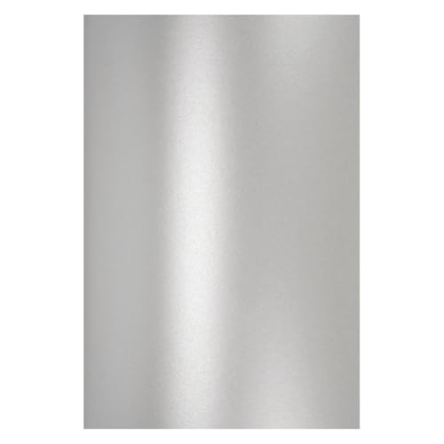 Netuno 10x Bastelkarton Perlmutt-Silber DIN A5 14,8 x 21 cm 250g Aster Metallic Silver Effekt-Karton metallic Silber für Hochzeitskarten Geburtstag Taufe Weihnachten Einladungskarten Glanzkarton von Netuno