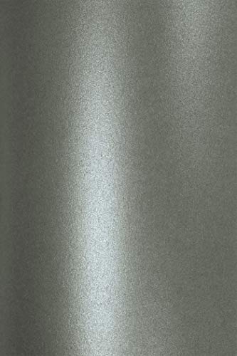 Netuno 10x Bastelpapier Perlmutt Dunkelgrau DIN A4 21 x 29,7 cm 120g Aster Metallic Grey Feinpapier glänzend Perlmuttglanz-Papier Metallic Effekt Basteln Kartengestaltung farbiges Glanzpapier von Netuno