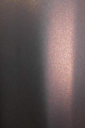 Netuno 10x Bastelpapier Perlmutt Schwarz DIN A4 21 x 29,7 cm 120g Aster Metallic Black Cooper Feinpapier glänzend Perlmuttglanz-Papier Metallic Effekt Basteln Kartengestaltung farbiges Glanzpapier von Netuno
