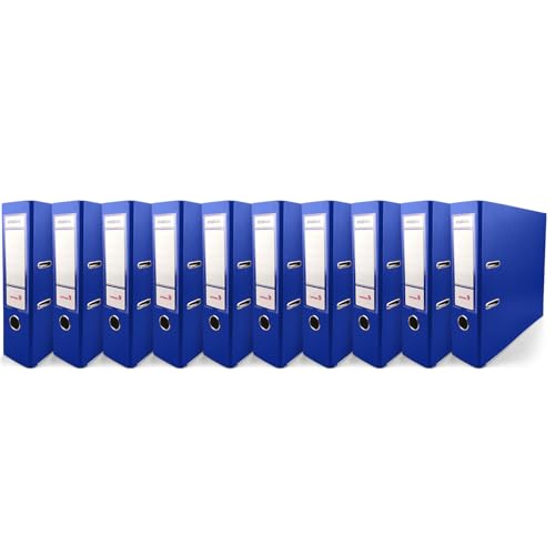 Netuno 10x Akten-Ordner blau DIN A4 Ekobox 2-Ring-Mechanik Ringorder a4 8cm Kunststoff Ordner a4 breit Büroordner Plastikordner Briefordner a4 Ringmappe breiter Aktenordner PP-Ordner farbig von Netuno