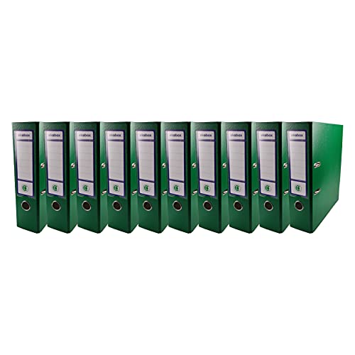 Netuno 10x Ordner Aktenordner grün 2-Ringordner Ekobox folder organiser 8cm A4 breit aus Pappe Karton für Büro Regal Mappen office Schreibtisch von Netuno