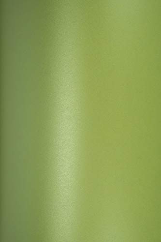 Netuno 10x Perlmutt-Hellgrün Feinkarton DIN A5 210 x 148 mm 250g Majestic Satin Lime Bastel-Karton glänzend Effekt-Karton metallic festlich für Hochzeitskarten Weihnachtskarten Dekoration DIY von Netuno