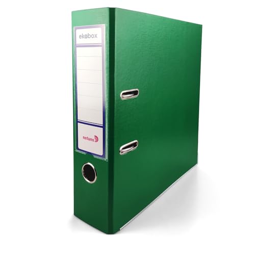 Netuno 1x Akten-Ordner Grün DIN A4 Ekobox 2-Ring-Mechanik Ringorder a4 8cm Kunststoff Ordner a4 breit Büroordner Plastikordner Briefordner a4 Ringmappe breiter Aktenordner PP-Ordner farbig von Netuno