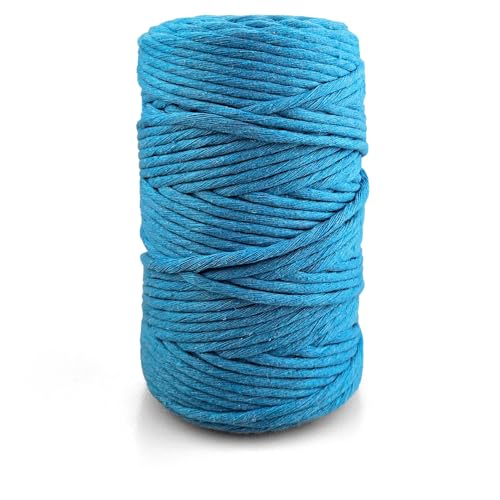 Netuno 1x Makramee Garn Azurblau 5 mm 100 m gedreht Baumwolle Kordel Textilgarn Kordelband Naturgarn Baumwollgarn Dekoschnur Makrameeschnur Seil von Netuno
