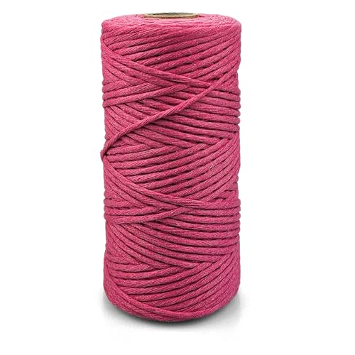 Netuno 1x Makramee Garn Dunkelrosa 3 mm 100 m einfach gedreht Baumwollkordel Kordelband Naturkordel Bunte Baumwoll-Bastelschnur für Makramee Garn Kordel Makramee farbig Twisted Macrame Cord Cotton von Netuno