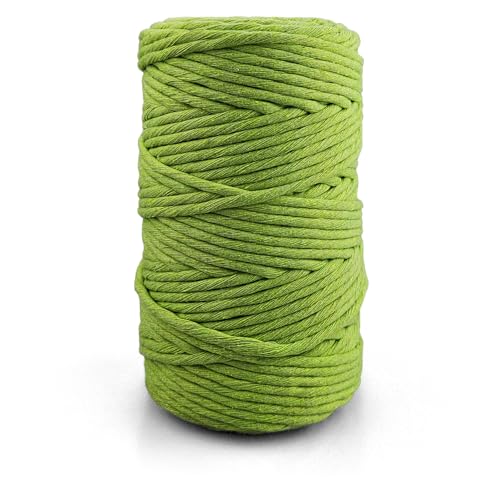 Netuno 1x Makramee Garn Pistazie 5 mm 100 m gedreht Baumwolle Kordel Textilgarn Kordelband Naturgarn Baumwollgarn Dekoschnur Makrameeschnur Seil von Netuno