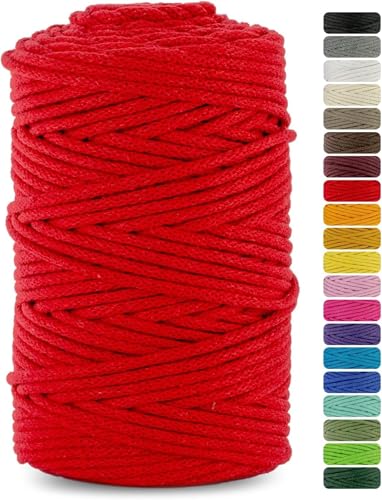 Netuno 1x Makramee-Garn Rot 5 mm 200 m Baumwollkordel mit Polyesterkern Kordel aus Baumwolle Kordelband Naturkordel Baumwollgarn für Makramee Basteln Garn dick Kordel Netuno 1x Makramee-Garn Rot 5 mm 200 m Baumwollkordel mit Polyesterkern Kordel aus Baumwolle Kordelband Naturkordel Baumwollgarn für Makramee Basteln Garn dick Kordel von Netuno