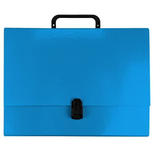 Netuno 1x Prospektkoffer aus Karton A4 Blau Rückenbreite 5 cm Karton-Mappe A4 mit Griff Tragegriff-Mappe für DIN A4 Dokumente Sammelbox Pappen-Mappe Zeichenbox Dokumentenmappe tragbar Aktentasche von Netuno