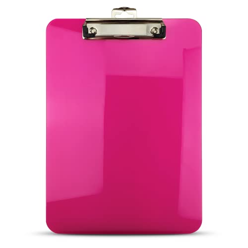 Netuno 1x Rosa Klemmbrett transparent DIN A4 Schreibbrett mit Metallklemme Hartplatte Kunststoff Schreibmappe Schreibblock mit Clip farbig Clipboard Dokumentenhalter Schreibplatte mit Bügelklemme von Netuno