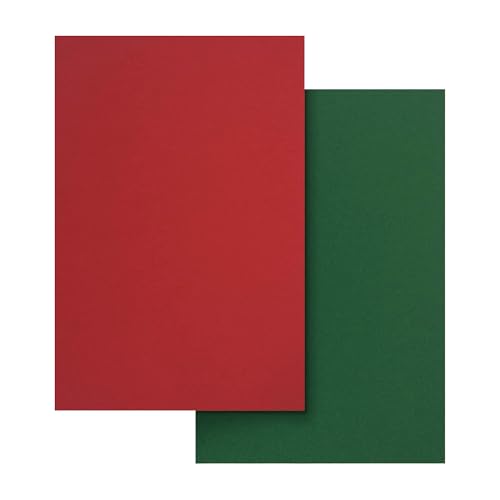 Netuno 20 Blatt Tonkarton DIN A4 170g Sirio Color (10x Rot & 10x Dunkelgrün) farbiges Tonpapier Set buntes Bastelpapier bedruckbar für Karten Einladungen Bastelbogen Weihnachten Kartengestaltung von Netuno